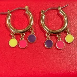 Enamel Dangling Hoop Earrings